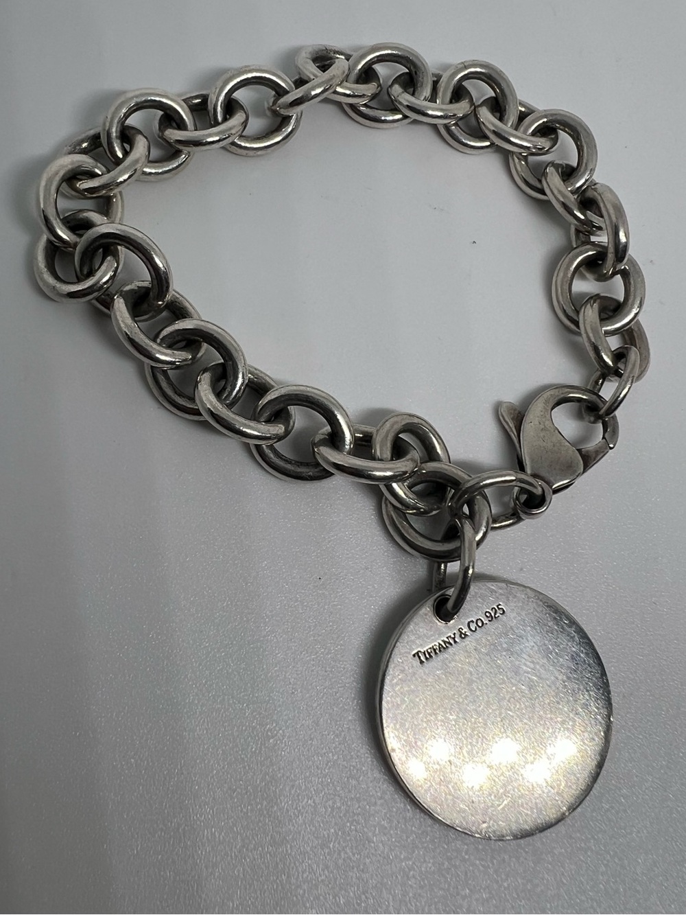 Tiffany & Co. Sterling Silver Chunky Link Bracelet with Round Tag